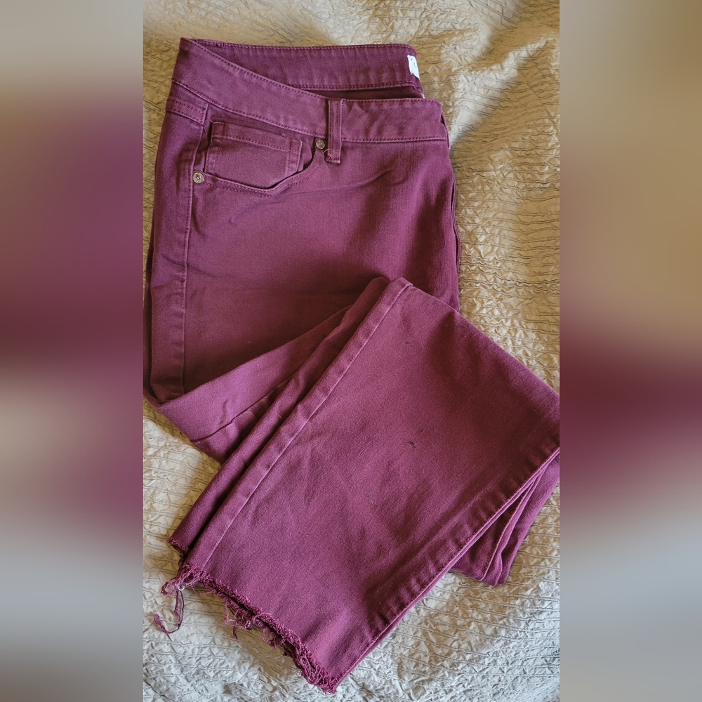 Plum Distressed Ankle Jeans Lane Bryant